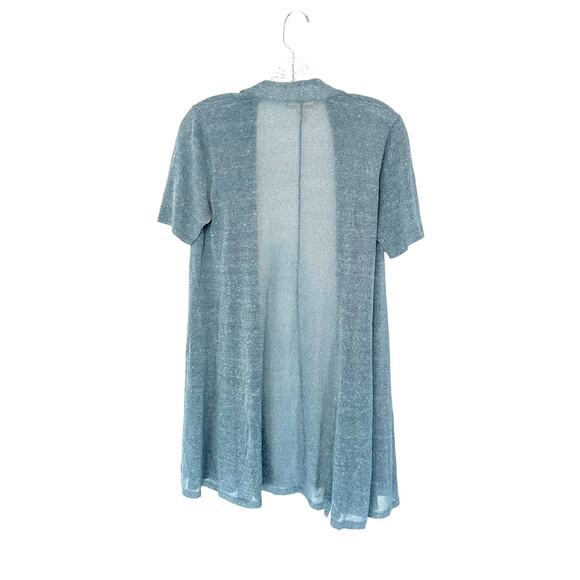 Eileen Fisher Blue Lightweight Relaxed Linen Crepe Shimmer Long Cardigan Size XS - Picture 5 of 7